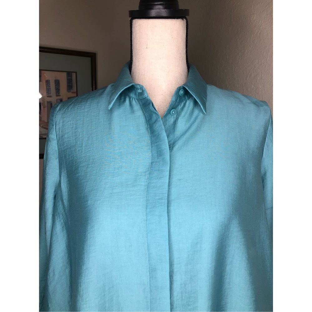 COS Aqua Oversized High Low Top Size 4 - Picture 4 of 13